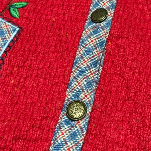 Vintage Stephanie K Embroidered Folk Art Sweater Vest Floral Red Large Cottage - Picture 4 of 6